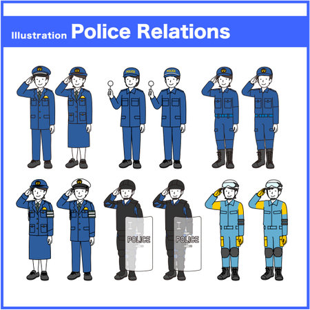 Police multiple person set : Vectorのイラスト素材