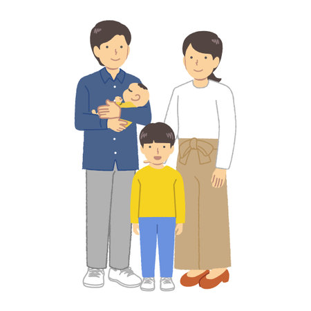 Family 2 households illustration material : Vectorのイラスト素材