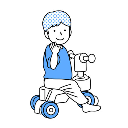 Child riding a tricycle: full bodyのイラスト素材