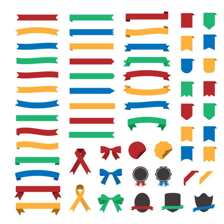 Various ribbon illustration material setのイラスト素材