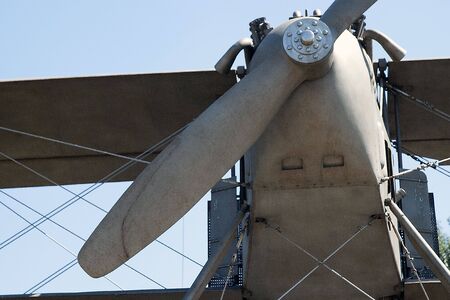 Old airplane from war in the skyの写真素材
