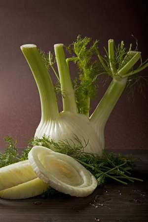 vegetables, fennel on tableの写真素材