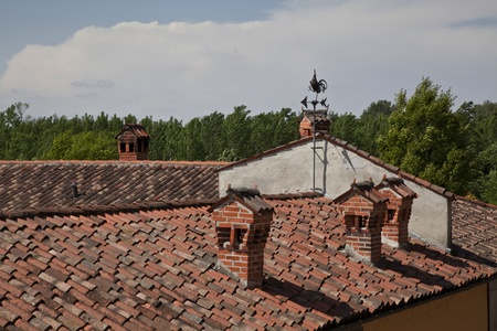weathervane on the roof of the farmの写真素材