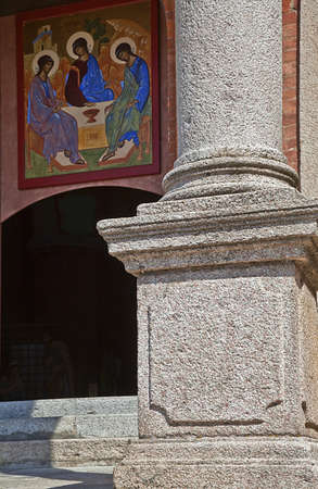 stone pillar of the Churchの写真素材