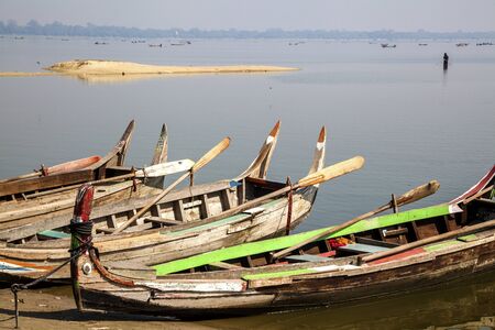 Myanmar  boats on the lakeの写真素材