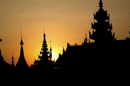 Myanmar, Temples in the sunset