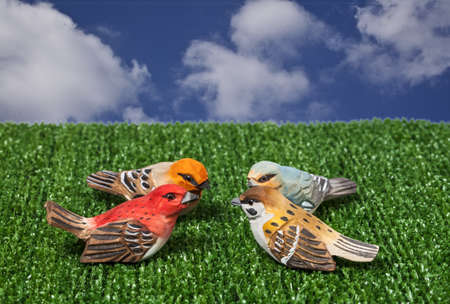 Easter, wood little birdsの写真素材