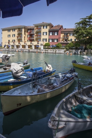 Boats on the lake in Italyのeditorial素材