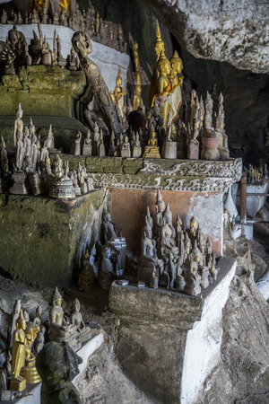 Laos, Buddha caveの写真素材