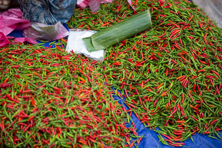 Outdoor market in Laosの写真素材