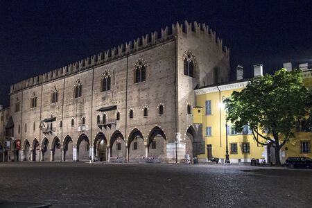 Mantua, Italy, night of historic buildingの写真素材
