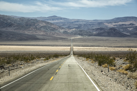 Death Valley, Nevada USA, road and hillsの写真素材