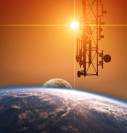 Communication tower is orbiting around planet Earth