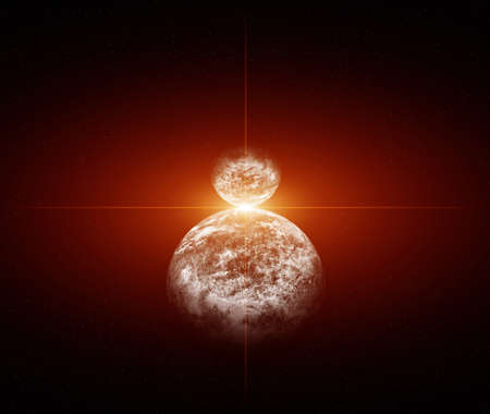 Two Planets with Red Dwarf Starの写真素材