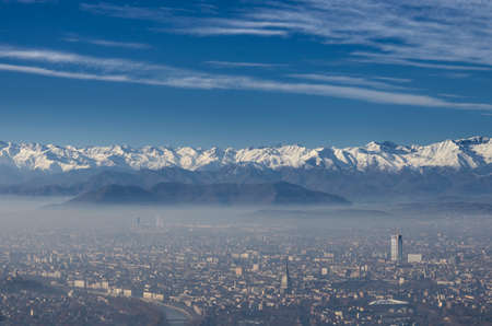 Panoramic View of Turin City from Superga Hill