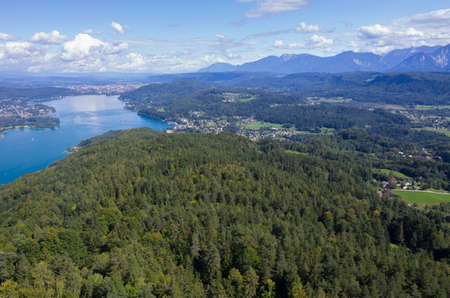 Panoramic View of Lake Worthersee (Carinthia, Austria)の写真素材