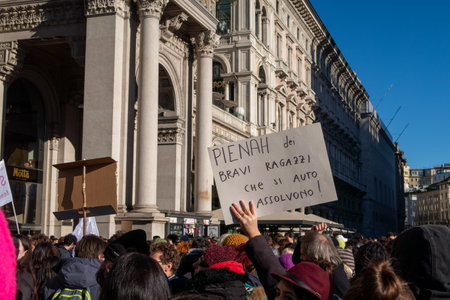 November 25, 2023 - Milan - The demonstration against violence against women continues in Piazza...