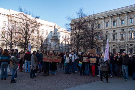 November 25, 2023 - Milan - The demonstration against violence against women comes to an end in...