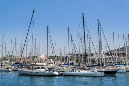 Lots of sailboat in the port of barcelona