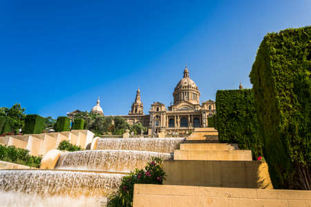 View of the Montjuic palace in Barcelonaのeditorial素材