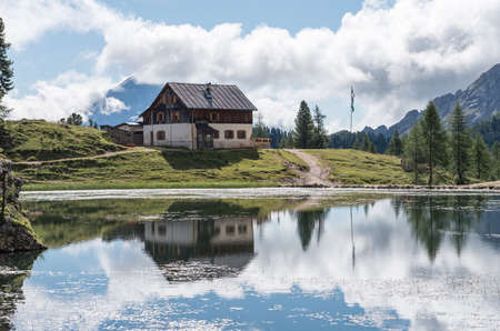 pillowcase lake with a beautiful reflectionの写真素材
