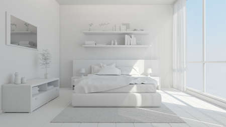 3D Interior rendering of a modern bedroomの写真素材
