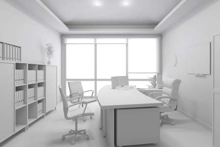 3D Interior rendering of an officeの写真素材