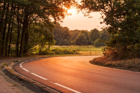 Leading road with golden light