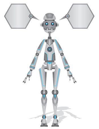Robot blue and grey with Text Bubble  のイラスト素材