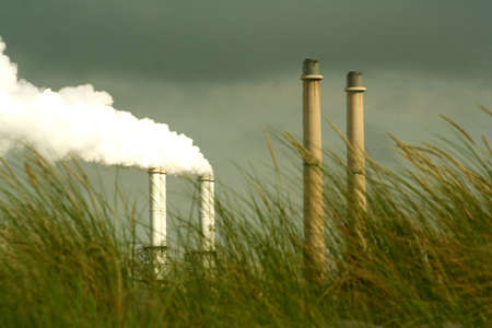 factories at the horizonの写真素材