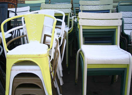 chairs in winterの写真素材