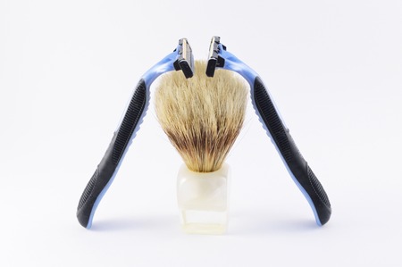 Brush and two razor isolatedの写真素材