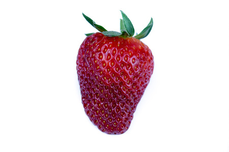 Strawberry with leaves isolated on white backgroundの写真素材