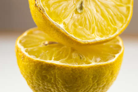 Two lemons macro view with blurred backgroundの写真素材