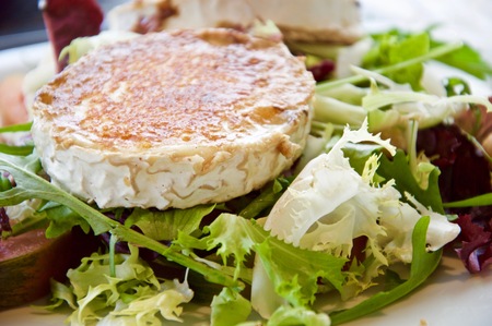 Goat cheese salad ready to eat in macro viewの写真素材