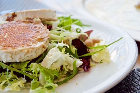 Goat cheese salad ready to eat in macro viewの写真素材