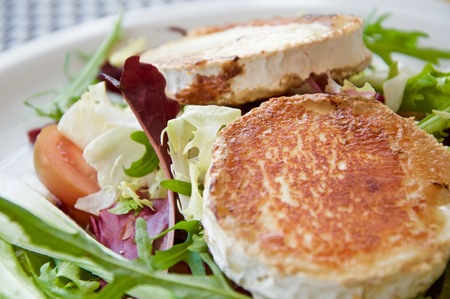 Goat cheese salad ready to eat in macro viewの写真素材