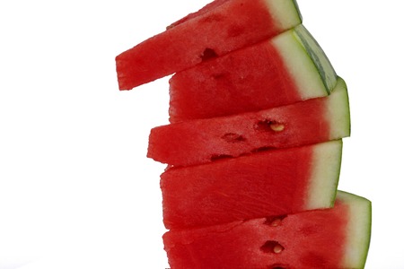 stack of watermelon slices on white の写真素材