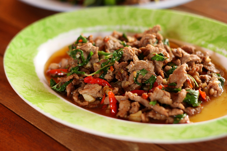 Thai basil stir-fried duck recipeの写真素材