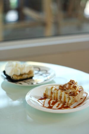 Dessert recipe, apple cheese pie and banoffeeの写真素材