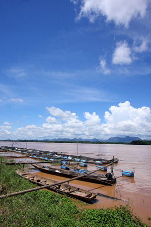 Fish farms in Khong river.の写真素材