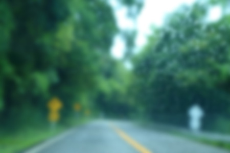 Blurred road in the forest.