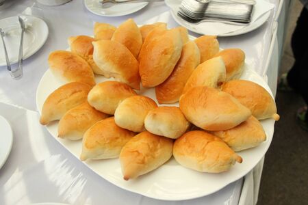 Breads on banquet table.