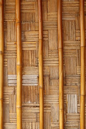 Grungy wicker bamboo panel background.の写真素材