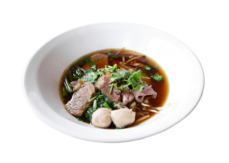 Asian rice noodle recipe, isolated on white background with clipping path.