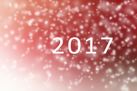 Happy new year 2017 Abstract red and white with snow flakes and  christmas tree for background.