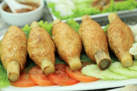 Fried Shrimp with Sugar Cane, Vietnamese food recipe.の写真素材