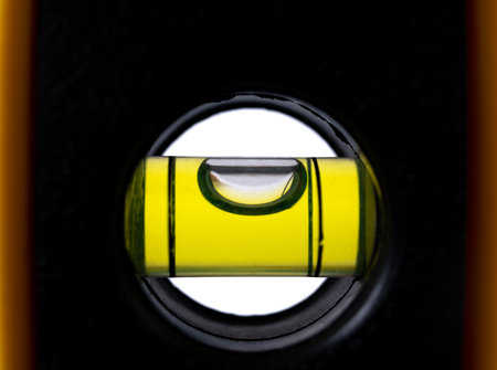 Spirit level on white background, close up, macro shotの写真素材