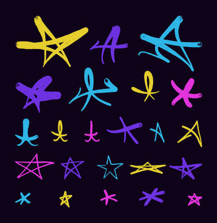 Graffiti stars. Icon set spray tag style.のイラスト素材