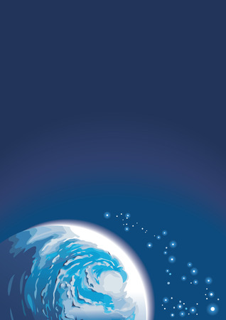 Background with planet and shining stars, copy-space, vector illustrationのイラスト素材